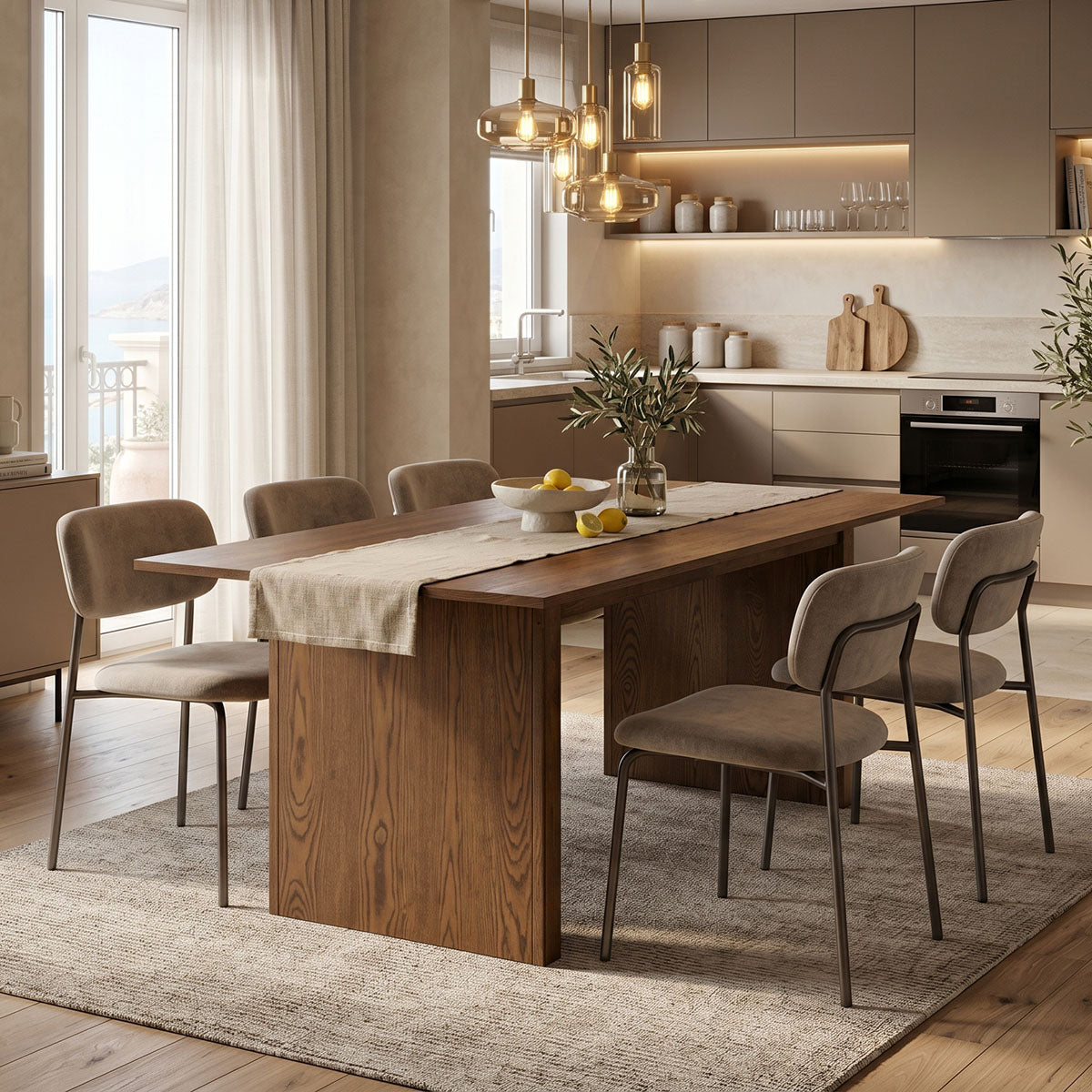 Τραπέζι Eleganza  mdf σε καρυδί απόχρωση 180x99x75.8εκ - Pakobazaar