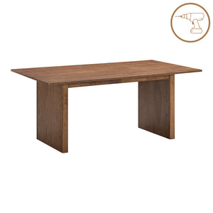 Τραπεζαρία Eleganza-Raudi  σετ 7τεμ mdf σε καρυδί-εκρού απόχρωση 180x99x75.8εκ - Pakobazaar