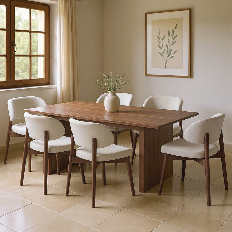 Τραπεζαρία Eleganza-Siena  σετ 7τεμ mdf σε καρυδί-εκρού απόχρωση 180x99x75.8εκ - Image 1