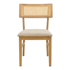 Καρέκλα Raffles  rubberwood με pe rattan και γκρι μπεζ ύφασμα 47x48x83.5εκ - Pakobazaar