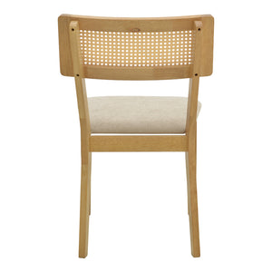 Καρέκλα Raffles  rubberwood με pe rattan και γκρι μπεζ ύφασμα 47x48x83.5εκ - Pakobazaar