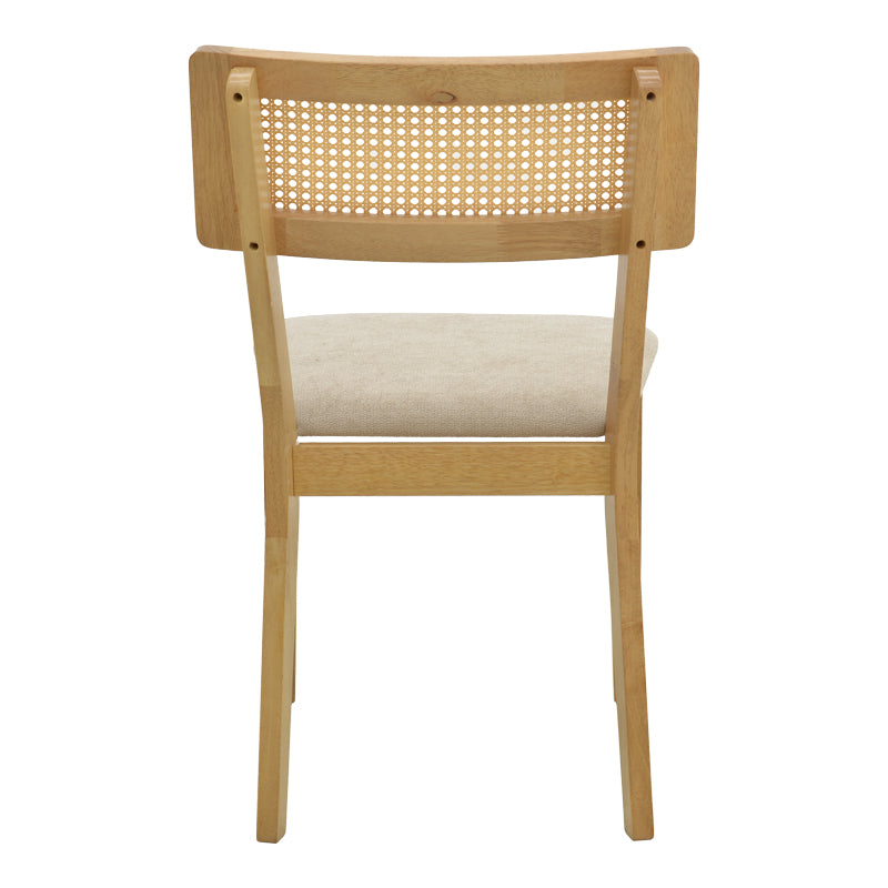 Καρέκλα Raffles  rubberwood με pe rattan και γκρι μπεζ ύφασμα 47x48x83.5εκ - Pakobazaar