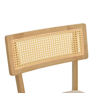 Καρέκλα Raffles  rubberwood με pe rattan και γκρι μπεζ ύφασμα 47x48x83.5εκ - Pakobazaar