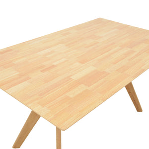 Τραπεζαρία Raffles  σετ 7τεμ rubberwood με pe rattanσε φυσική απόχρωση 150x90x76εκ - Pakobazaar