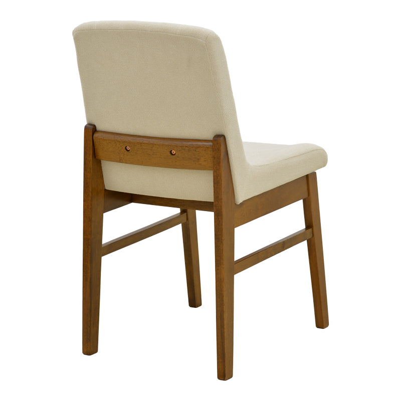 Καρέκλα Dalby  εκρού ύφασμα καρυδί rubberwood 50x45x85,5εκ