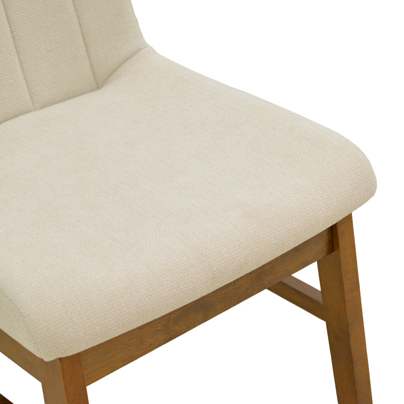 Καρέκλα Dalby  εκρού ύφασμα καρυδί rubberwood 50x45x85,5εκ