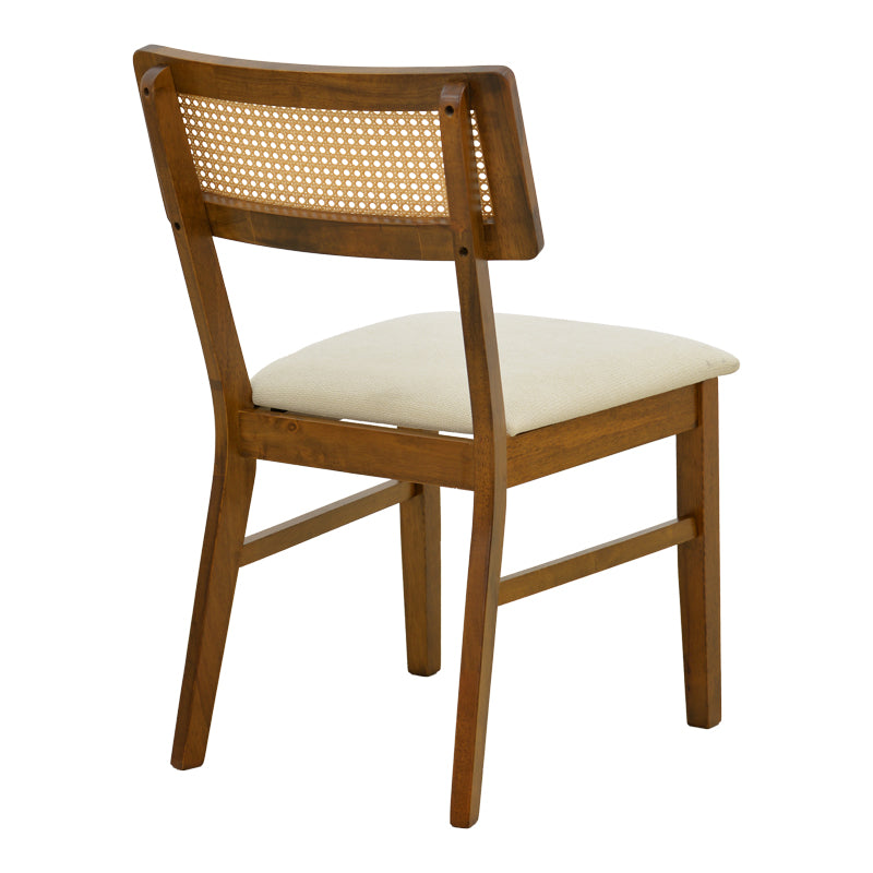 Καρέκλα Raffles  καρυδί rubberwood με pe rattan και εκρού ύφασμα 47x48x83.5εκ - Pakobazaar