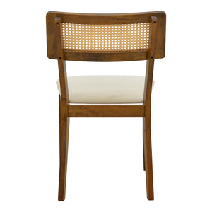 Καρέκλα Raffles  καρυδί rubberwood με pe rattan και εκρού ύφασμα 47x48x83.5εκ - Pakobazaar
