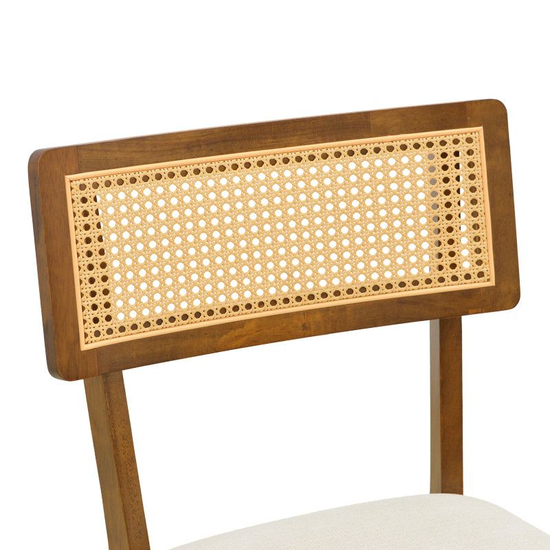 Καρέκλα Raffles  καρυδί rubberwood με pe rattan και εκρού ύφασμα 47x48x83.5εκ - Pakobazaar