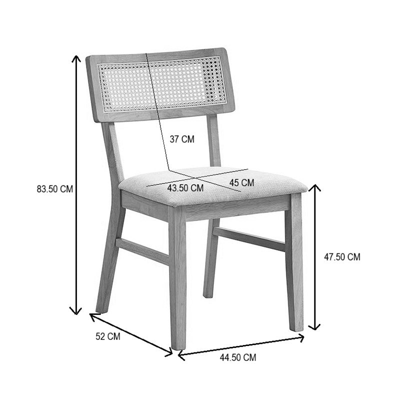 Καρέκλα Raffles  καρυδί rubberwood με pe rattan και εκρού ύφασμα 47x48x83.5εκ - Pakobazaar