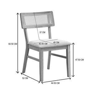 Καρέκλα Raffles  καρυδί rubberwood με pe rattan και εκρού ύφασμα 47x48x83.5εκ - Pakobazaar