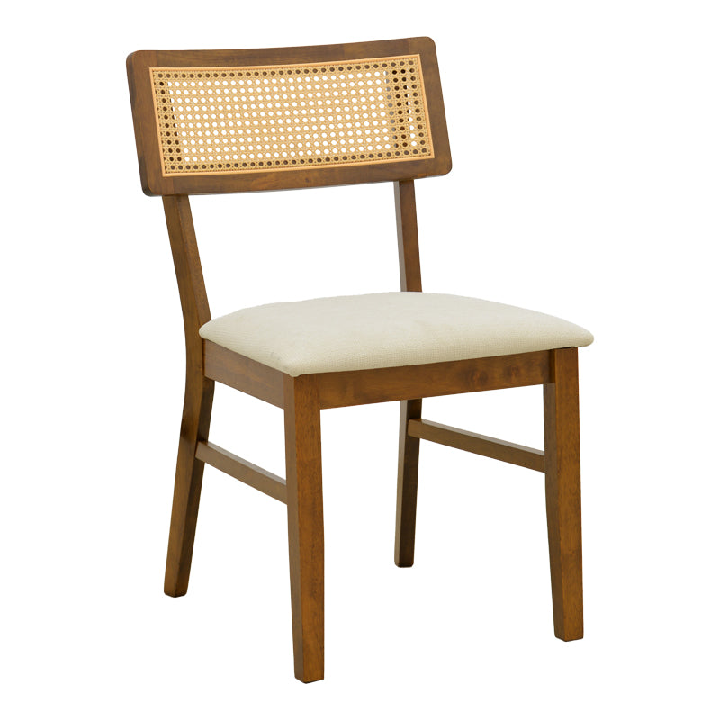 Καρέκλα Raffles  καρυδί rubberwood με pe rattan και εκρού ύφασμα 47x48x83.5εκ - Pakobazaar