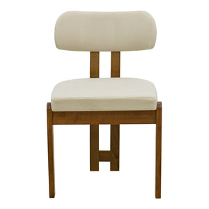 Καρέκλα Genoa  καρυδί rubberwood και εκρού ύφασμα 50x43x82εκ - Pakobazaar
