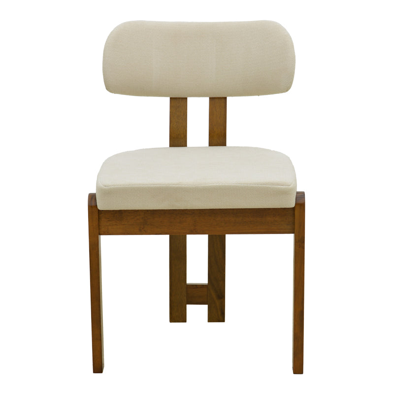 Καρέκλα Genoa  καρυδί rubberwood και εκρού ύφασμα 50x43x82εκ - Pakobazaar
