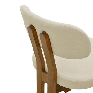 Καρέκλα Genoa  καρυδί rubberwood και εκρού ύφασμα 50x43x82εκ - Pakobazaar