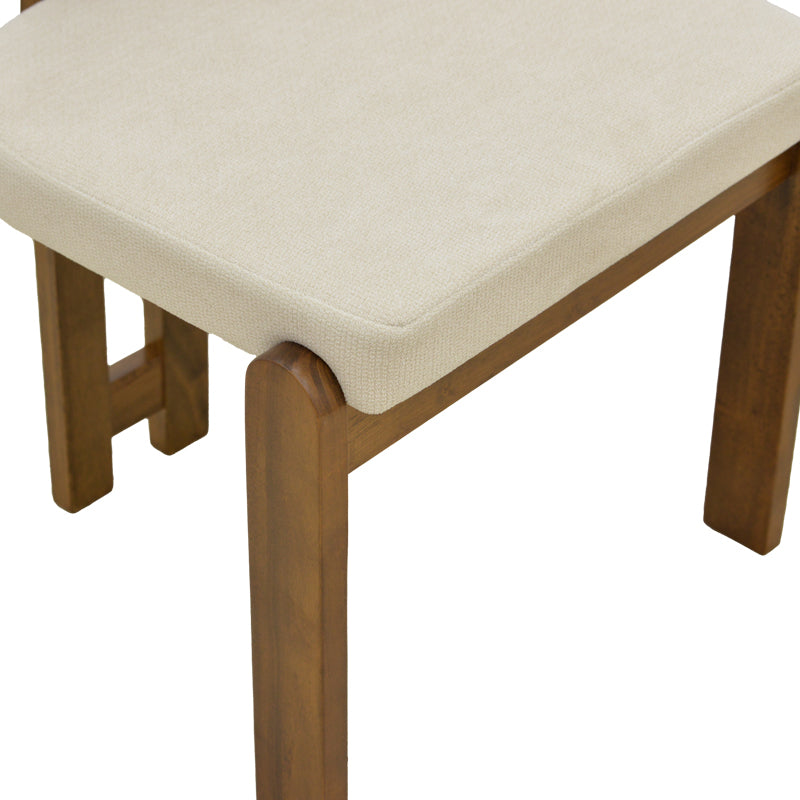 Καρέκλα Genoa  καρυδί rubberwood και εκρού ύφασμα 50x43x82εκ - Pakobazaar