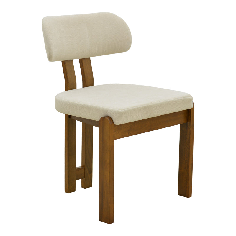 Καρέκλα Genoa  καρυδί rubberwood και εκρού ύφασμα 50x43x82εκ - Pakobazaar