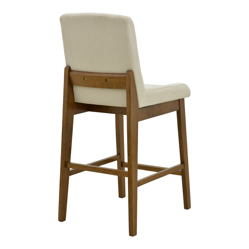 Σκαμπό μπαρ Dalby  καρυδί rubberwood και εκρού ύφασμα 50x45x102,5εκ - Pakobazaar
