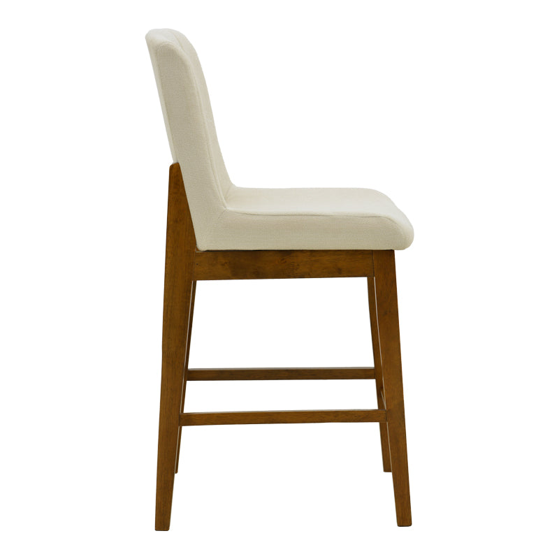 Σκαμπό μπαρ Dalby  καρυδί rubberwood και εκρού ύφασμα 50x45x102,5εκ - Pakobazaar