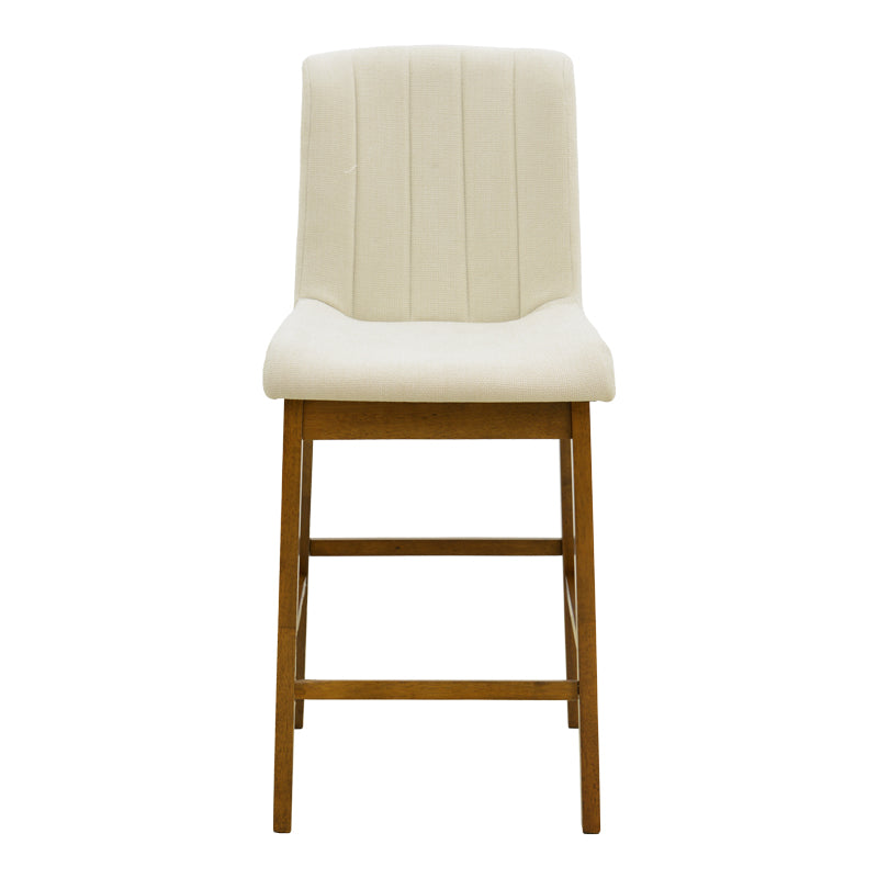 Σκαμπό μπαρ Dalby  καρυδί rubberwood και εκρού ύφασμα 50x45x102,5εκ - Pakobazaar