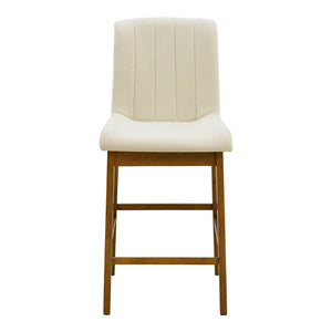 Σκαμπό μπαρ Dalby  καρυδί rubberwood και εκρού ύφασμα 50x45x102,5εκ - Pakobazaar