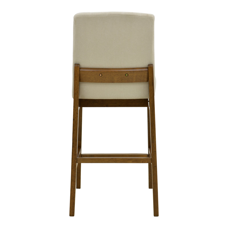 Σκαμπό μπαρ Dalby  καρυδί rubberwood και εκρού ύφασμα 50x45x102,5εκ - Pakobazaar