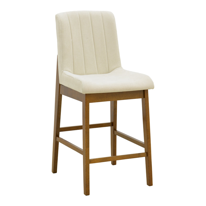 Σκαμπό μπαρ Dalby  καρυδί rubberwood και εκρού ύφασμα 50x45x102,5εκ - Pakobazaar