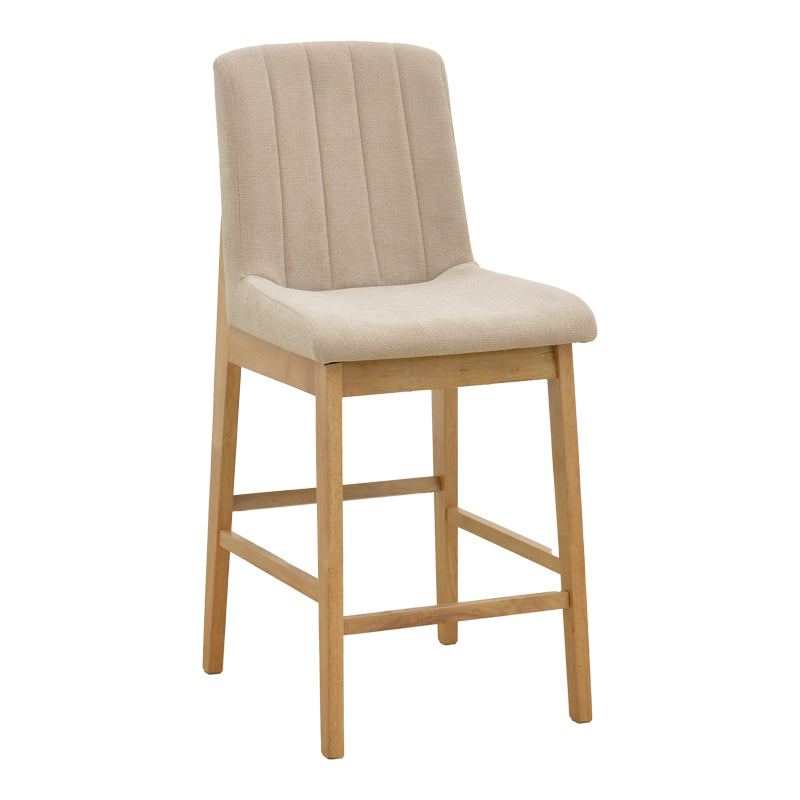 Σκαμπό μπαρ Dalby  sonoma rubberwood και μπεζ ύφασμα 50x45x102,5εκ - Pakobazaar