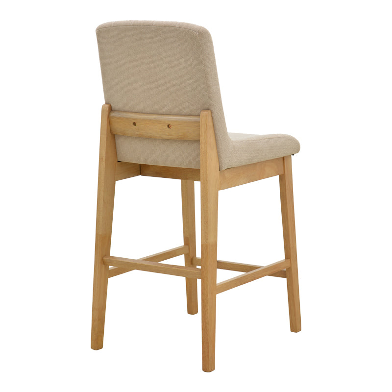 Σκαμπό μπαρ Dalby  sonoma rubberwood και μπεζ ύφασμα 50x45x102,5εκ - Pakobazaar
