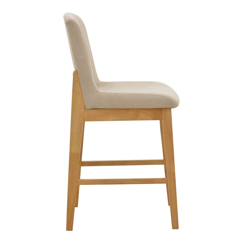 Σκαμπό μπαρ Dalby  sonoma rubberwood και μπεζ ύφασμα 50x45x102,5εκ - Pakobazaar