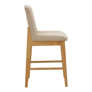 Σκαμπό μπαρ Dalby  sonoma rubberwood και μπεζ ύφασμα 50x45x102,5εκ - Pakobazaar