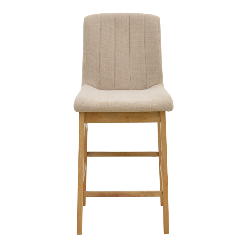 Σκαμπό μπαρ Dalby  sonoma rubberwood και μπεζ ύφασμα 50x45x102,5εκ - Pakobazaar