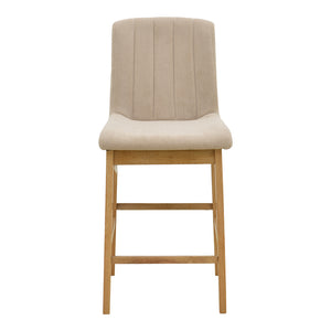 Σκαμπό μπαρ Dalby  sonoma rubberwood και μπεζ ύφασμα 50x45x102,5εκ - Pakobazaar