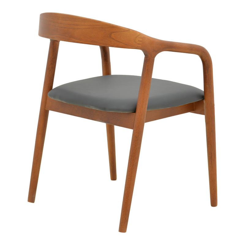 Πολυθρόνα Hogie  rubberwood καρυδί- μαύρο pu μαξιλάρι 61x60x76εκ