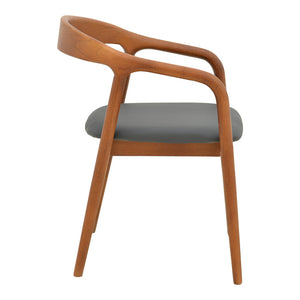 Πολυθρόνα Hogie  rubberwood καρυδί- μαύρο pu μαξιλάρι 61x60x76εκ