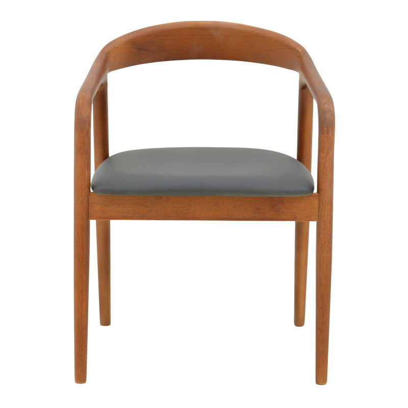 Πολυθρόνα Hogie  rubberwood καρυδί- μαύρο pu μαξιλάρι 61x60x76εκ - Pakobazaar