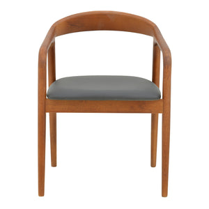 Πολυθρόνα Hogie  rubberwood καρυδί- μαύρο pu μαξιλάρι 61x60x76εκ