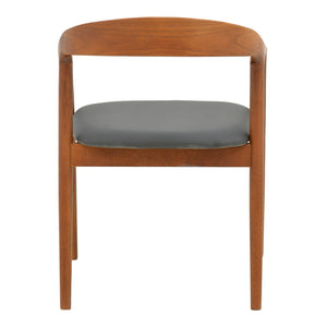 Πολυθρόνα Hogie  rubberwood καρυδί- μαύρο pu μαξιλάρι 61x60x76εκ