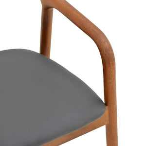 Πολυθρόνα Hogie  rubberwood καρυδί- μαύρο pu μαξιλάρι 61x60x76εκ