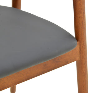 Πολυθρόνα Hogie  rubberwood καρυδί- μαύρο pu μαξιλάρι 61x60x76εκ