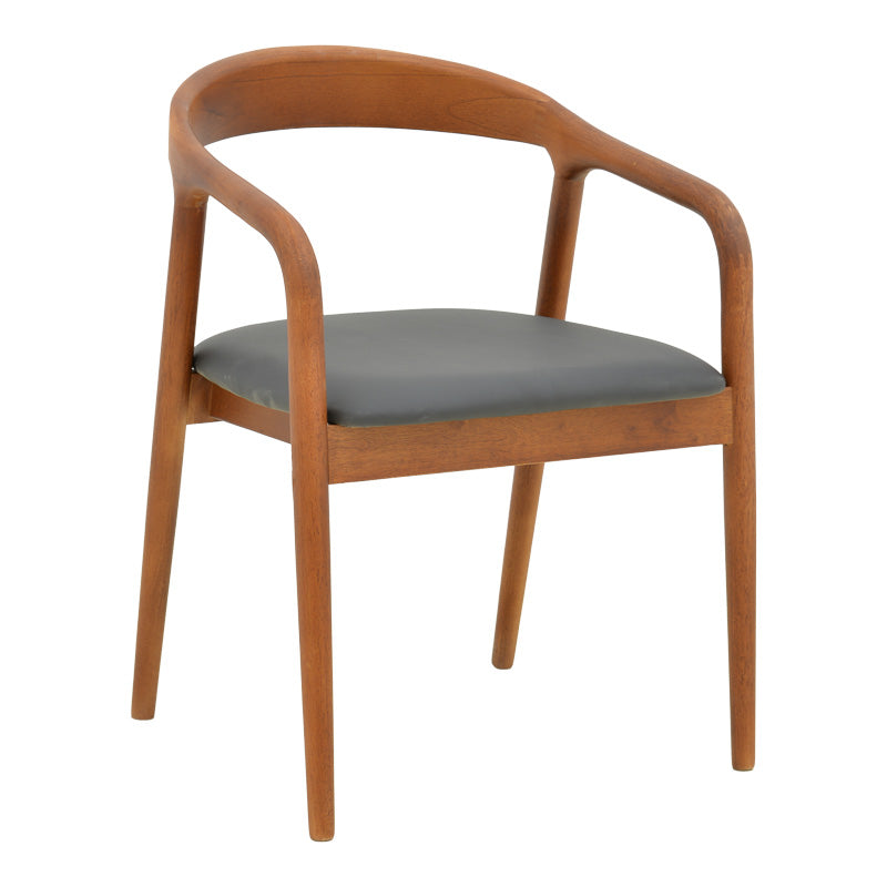 Πολυθρόνα Hogie  rubberwood καρυδί- μαύρο pu μαξιλάρι 61x60x76εκ - Pakobazaar