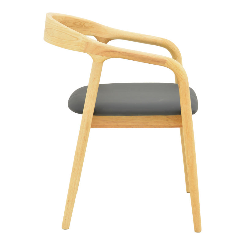 Πολυθρόνα Hogie  rubberwood σε φυσική απόχρωση με μαύρο pu μαξιλάρι 61x60x76εκ - Pakobazaar