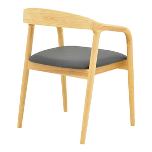 Πολυθρόνα Hogie  rubberwood σε φυσική απόχρωση με μαύρο pu μαξιλάρι 61x60x76εκ - Pakobazaar