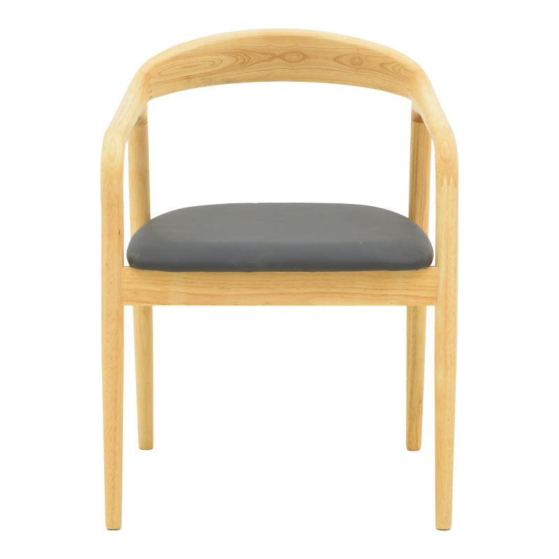 Πολυθρόνα Hogie  rubberwood σε φυσική απόχρωση με μαύρο pu μαξιλάρι 61x60x76εκ - Pakobazaar