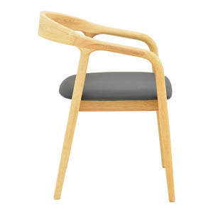 Πολυθρόνα Hogie  rubberwood σε φυσική απόχρωση με μαύρο pu μαξιλάρι 61x60x76εκ - Pakobazaar