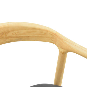 Πολυθρόνα Hogie  rubberwood σε φυσική απόχρωση με μαύρο pu μαξιλάρι 61x60x76εκ - Pakobazaar