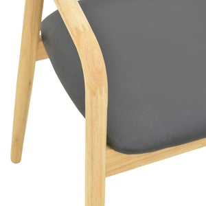 Πολυθρόνα Hogie  rubberwood σε φυσική απόχρωση με μαύρο pu μαξιλάρι 61x60x76εκ - Pakobazaar
