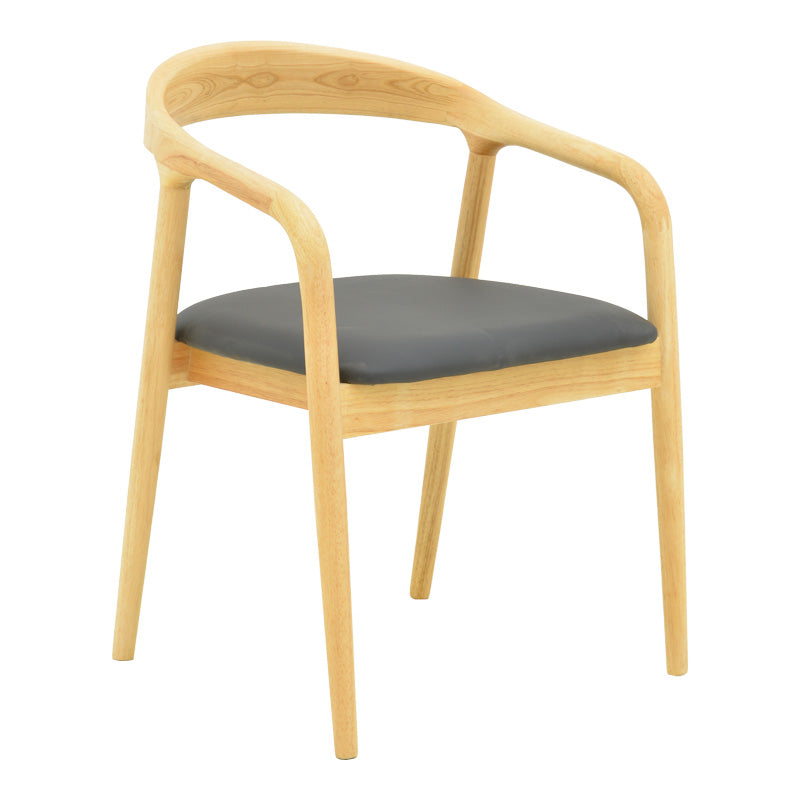 Πολυθρόνα Hogie  rubberwood σε φυσική απόχρωση με μαύρο pu μαξιλάρι 61x60x76εκ - Pakobazaar