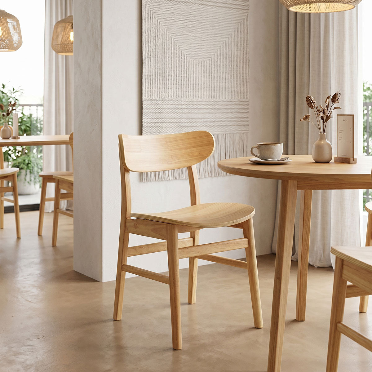 Καρέκλα Lumnia  rubberwood σε φυσική απόχρωση 46x50x76εκ - Pakobazaar