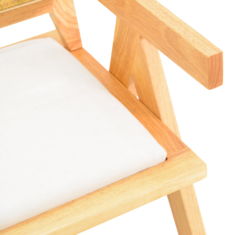 Πολυθρόνα Winslow  rubberwood σε φυσική απόχρωση-ύφασμα λευκό 51x54x80εκ - Image 8